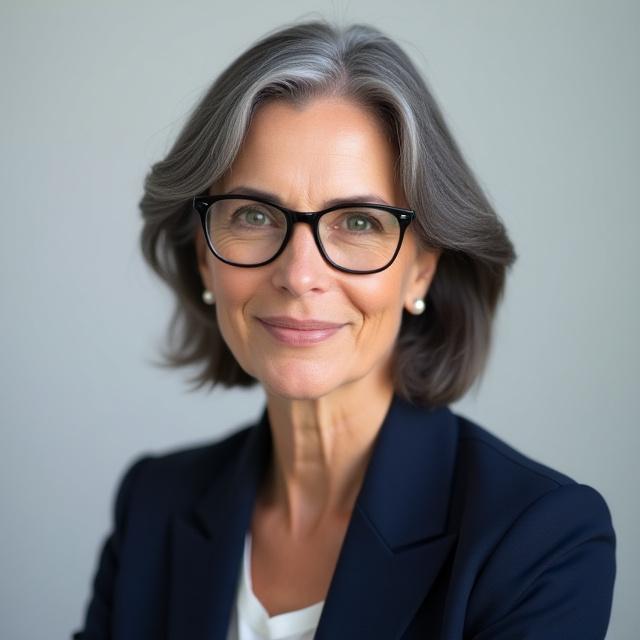 Portrait of Dr. Eleanor Vance, lead pronunciation specialist at The Lingua Loom.